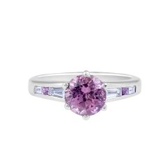 Pink Sapphire Diamond Engagement Ring in 18 Karat White Gold