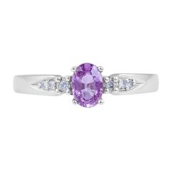 Pink Sapphire Diamond Engagement Ring in 18 Karat White Gold - Diamond rings