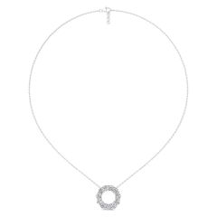 1.00CT Round Cut Lab Grown Diamond Circle Pendant Share Prong Setting In 18K White Gold 