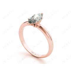 Marquise Cut Classic Six Claw Diamond Engagement Solitaire Ring in 18K Rose