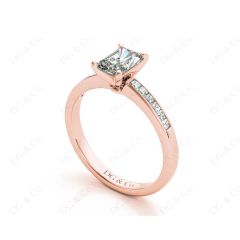 Radiant Cut Diamond Engagement ring with four claws centre stone in 18K Rose