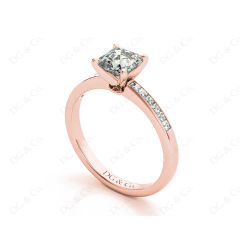 Asscher Cut Diamond Engagement ring with four claws centre stone in 18K Rose