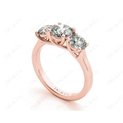 Round Cut Diamond Trilogy Cross Over Ring Setting in 18K Rose