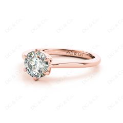 Round Cut Classic Six Claws Diamond Solitaire Ring in 18K Rose Gold