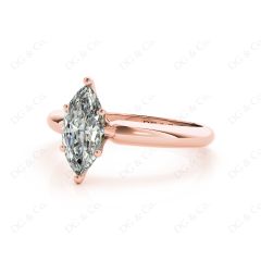Marquise Cut Classic Six Claw Diamond Engagement Solitaire Ring in 18K Rose