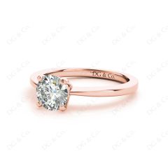 Round Cut Classic Four Claws Diamond Solitaire Ring in 18K Rose