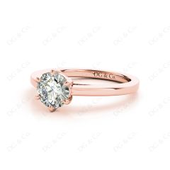 Round Cut Classic Six Claws Diamond Solitaire Ring in 18K Rose