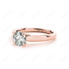 Round Cut Solitaire Four Claws Diamond Engagement Ring in 18K Rose