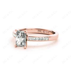 Radiant Cut Diamond Engagement ring with four claws centre stone in 18K Rose