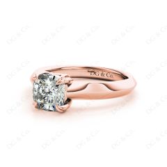Cushion Cut Classic Four Claws Diamond Engagement Ring in 18K Rose