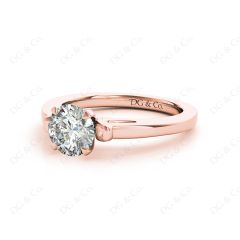 Round Cut Unique Setting Four Claws Diamond Engagement Ring Setting in 18K Rose