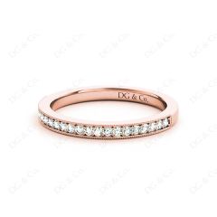 Diamond Wedding Band with Milgrain Setting Stones in 18K Rose