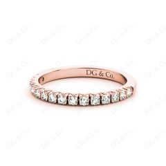 Diamond Wedding Band with Pave Setting Stones in 18K Rose