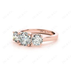 Round Cut Diamond Trilogy Cross Over Ring Setting in 18K Rose