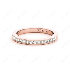 Diamond Wedding Band with Channel Setting Stones in 18K Rose