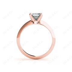 Princess Cut Solitaire Diamond Engagement Ring with Claw set centre stone with Knife-Edge Shoulders in 18K Rose