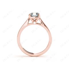 Asscher Cut Solitaire Diamond Engagement Ring with 4 Claw set centre stone in 18K Rose