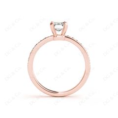 Emerald Cut Diamond Engagement Ring with Four Prong set centre stone   in 18K Rose