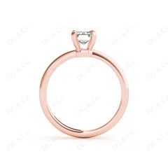 Emerald Cut Classic Four Claws Diamond Solitaire Ring in 18K Rose