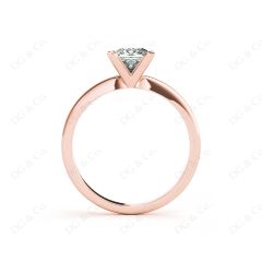 Princess Cut Diamond Engagement Ring with Claw set centre stone in 18K Rose