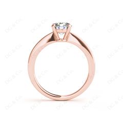 Round Cut Classic Four Claws Diamond Solitaire Ring in 18K Rose