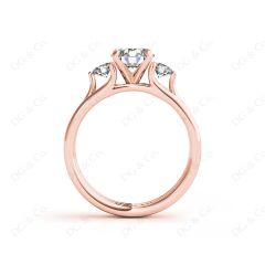 Round Cut Classic Trilogy Diamond Triple Setting Band in 18K Rose