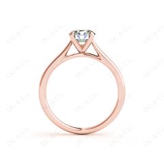 Round Cut Solitaire Four Claws Diamond Engagement Ring in 18K Rose