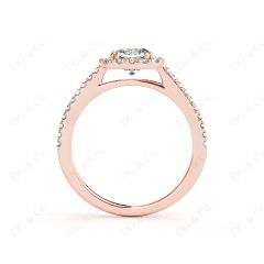 Cushion Cut Halo Diamond Engagement Ring with Claw Set Centre Stone in 18K Rose