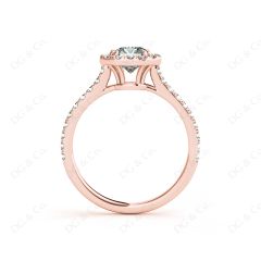 Cushion Square Cut Halo Diamond Engagement Ring with Claw Set Centre Stone in 18k Rose