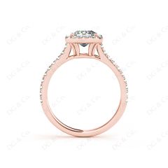 Princess Cut Halo Diamond Engagement Ring with Claw set centre stone in 18K Rose