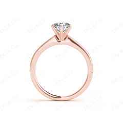 Round Cut Six Claw Set Diamond Ring with Round cut Diamonds  in 18K Rose