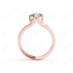 Round Cut Diamond Solitaire Engagement Ring in Split Interwoven Six Prongs Setting in 18K Rose Gold