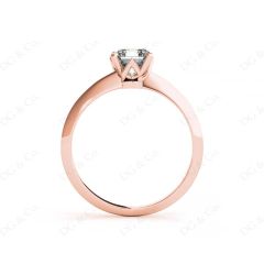 Asscher Cut Four Claw Set Diamond Ring on a Plain Knife Edge Band in 18K Rose