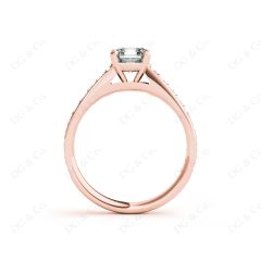 Asscher Cut Diamond Engagement Ring with Four Prong set centre stone in 18K Rose