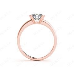 Round Cut Bezel Set Diamond Ring on a Plain Band. in 18K Rose