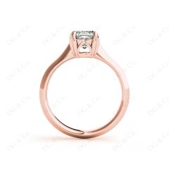 Cushion Cut Classic Four Claws Diamond Engagement Ring in 18K Rose