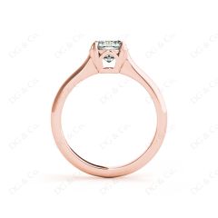 Cushion Cut Classic Four Claws Diamond Solitaire Ring in 18K Rose