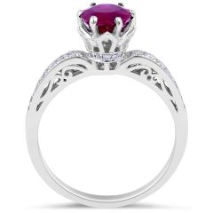 Ruby Diamond Ring Engagement Ring in 18 Karat White