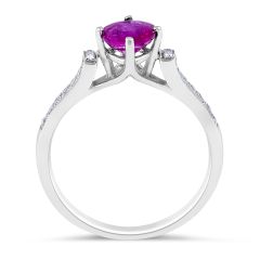 Ruby Diamond Engagement Ring in 18 Karat White Gold Precious Gems