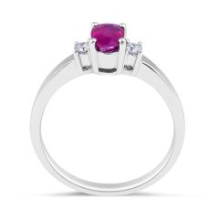 Ruby Diamond Trilogy Engagement Ring in 18 Karat White Gold precious 