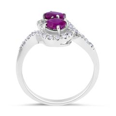 Ruby Diamond Ring in 14 Karat White Gold Precious Gems