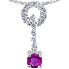 Ruby Diamond Pendant in 18 Karat White Gold