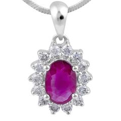 Ruby Diamond Pendant in 18 Karat White Gold