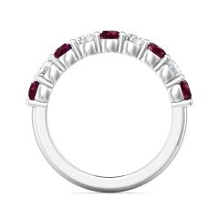 Alternating Ruby And Diamond Wedding Ring 4 Claw Setting In 18K White gold 