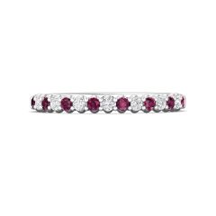 Ruby and Diamond Semi Eternity Classic Wedding Ring Set in 18K White Gold 