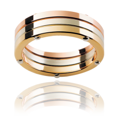  Three- Tone Gents Wedding Ring White Yellow and Rose Gold in 7mm