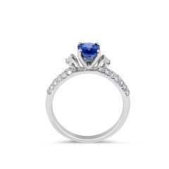 Blue Sapphire Diamond Engagement Ring in 18 Karat White Gold - Wedding Rings