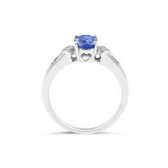 Blue Sapphire Diamond Engagement Ring in 18 Karat White Gold - Gemstone rings