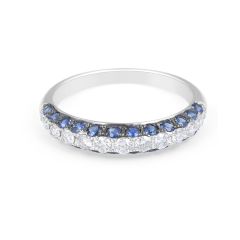 Diamond Sapphire Band in 18 Karat White Gold Pave Setting 