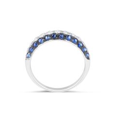 Diamond Sapphire Band in 18 Karat White Gold Pave Setting 